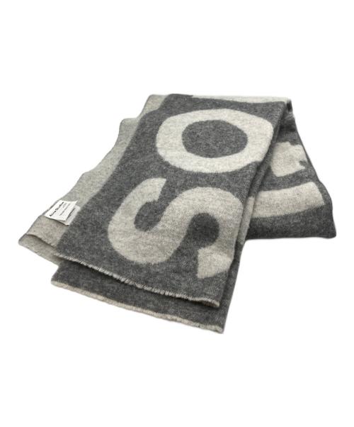 Acne studios（アクネ ストゥディオス）ACNE STUDIOS (アクネ ストゥディオス) ロゴマフラー グレーの古着・服飾アイテム