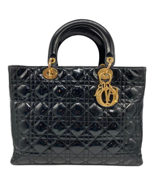 Christian Dior（クリスチャン ディオール）Christian Dior (クリスチャン ディオール) Lady Dior パテントハンドバッグ ブラックの古着・服飾アイテム