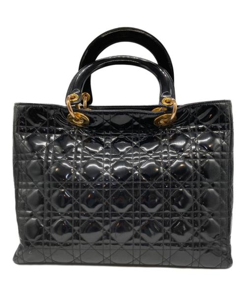 Christian Dior（クリスチャン ディオール）Christian Dior (クリスチャン ディオール) Lady Dior パテントハンドバッグ ブラックの古着・服飾アイテム