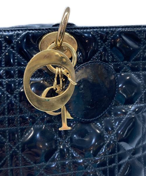 Christian Dior（クリスチャン ディオール）Christian Dior (クリスチャン ディオール) Lady Dior パテントハンドバッグ ブラックの古着・服飾アイテム