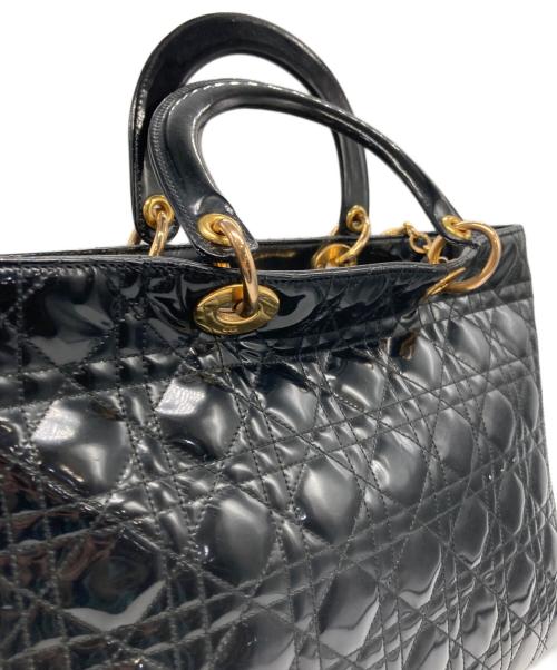 Christian Dior（クリスチャン ディオール）Christian Dior (クリスチャン ディオール) Lady Dior パテントハンドバッグ ブラックの古着・服飾アイテム