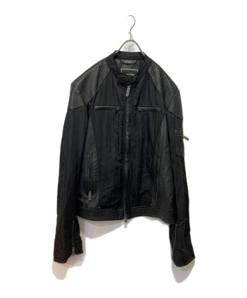 EMPORIO ARMANI（エンポリオ アルマーニ）EMPORIO ARMANI (エンポリオアルマーニ) レザー切替ナイロンジャケット ブラック サイズ:XXLの古着・服飾アイテム