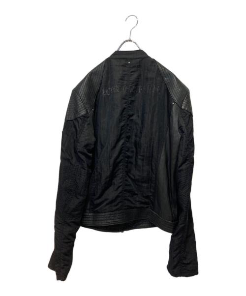 EMPORIO ARMANI（エンポリオ アルマーニ）EMPORIO ARMANI (エンポリオアルマーニ) レザー切替ナイロンジャケット ブラック サイズ:XXLの古着・服飾アイテム