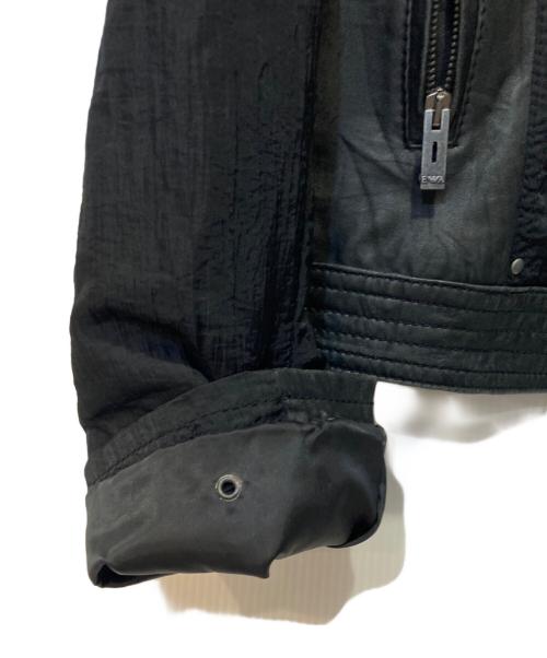 EMPORIO ARMANI（エンポリオ アルマーニ）EMPORIO ARMANI (エンポリオアルマーニ) レザー切替ナイロンジャケット ブラック サイズ:XXLの古着・服飾アイテム