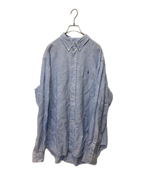 POLO RALPH LAUREN（ポロ・ラルフローレン）POLO RALPH LAUREN (ポロ・ラルフローレン) ストライプリネンシャツ ブルー サイズ:XLの古着・服飾アイテム