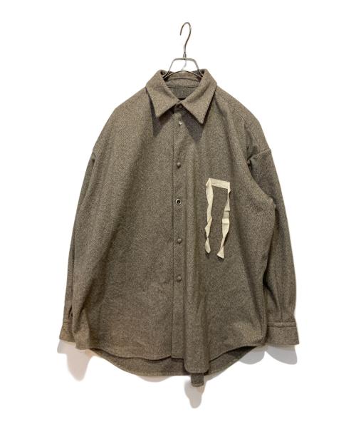 SYU.HOMME/FEMM（シュウオムフェム）SYU.HOMME/FEMM (シュウオムフェム) ヘリンボーンロングスリーブシャツジャケット グレー サイズ:2の古着・服飾アイテム