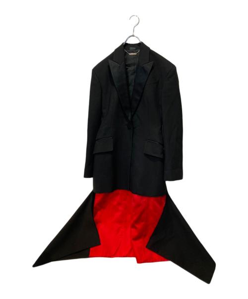 ALEXANDER McQUEEN（アレキサンダーマックイーン）ALEXANDER McQUEEN (アレキサンダーマックイーン) ロングジャケット ブラック×レッド サイズ:38の古着・服飾アイテム
