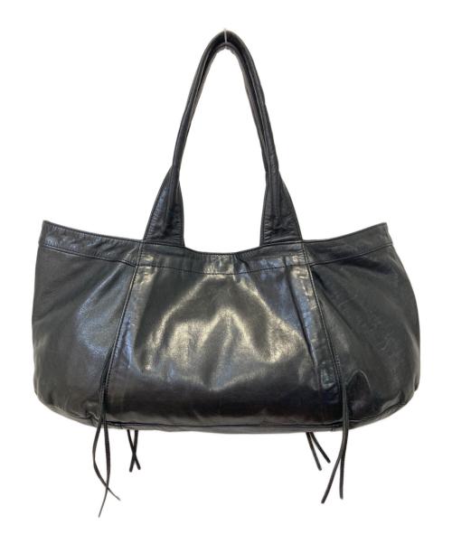 Y's（ワイズ）Y's (ワイズ) カウレザーハンドバッグ ブラックの古着・服飾アイテム