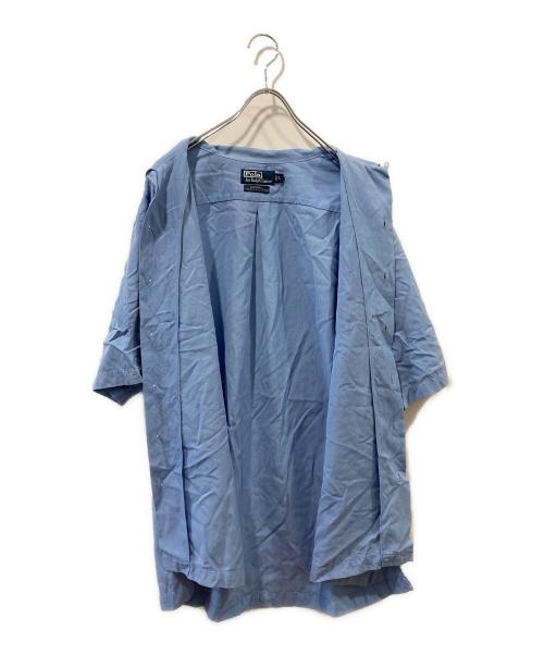 POLO RALPH LAUREN（ポロ・ラルフローレン）POLO RALPH LAUREN (ポロ・ラルフローレン) シルクコットン半袖シャツ スカイブルー サイズ:Ｌの古着・服飾アイテム