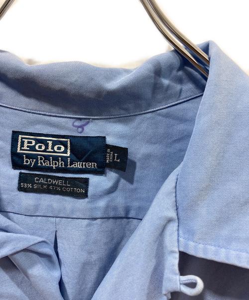 POLO RALPH LAUREN（ポロ・ラルフローレン）POLO RALPH LAUREN (ポロ・ラルフローレン) シルクコットン半袖シャツ スカイブルー サイズ:Ｌの古着・服飾アイテム
