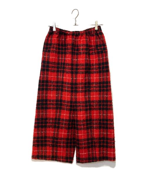 tricot COMME des GARCONS（トリココムデギャルソン）tricot COMME des GARCONS (トリココムデギャルソン) チェッククロップドワイドパンツ レッド サイズ:表記無しの古着・服飾アイテム