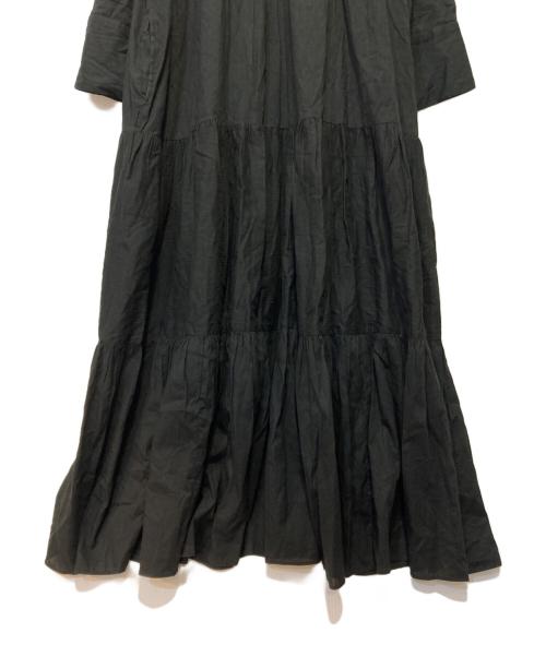 ne quittez pas（ヌキテパ）ne quittez pas (ヌキテパ) ドビーパネル Vネックドレス ワンピース ブラック サイズ:Ｍの古着・服飾アイテム