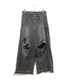 juha（ユハ）の古着「DAMAGE BAGGY DENIM PANTS」｜ブラック