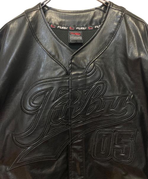 FUBU（フブ）FUBU (フブ) LEATHER BASEBALL SHIRT ブラック サイズ:Ｌの古着・服飾アイテム