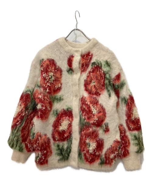 Ameri（アメリ）AMERI (アメリ) VERONICAJACQUARDKNIT CARDIGAN ホワイト×レッド サイズ:FREEの古着・服飾アイテム
