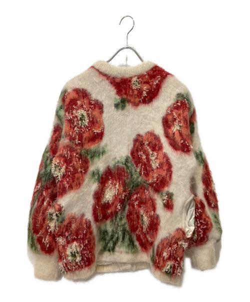 Ameri（アメリ）AMERI (アメリ) VERONICAJACQUARDKNIT CARDIGAN ホワイト×レッド サイズ:FREEの古着・服飾アイテム