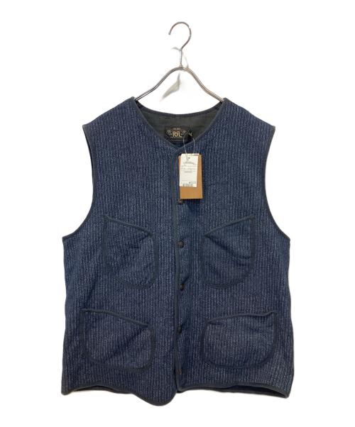RRL（ダブルアールエル）RRL (ダブルアールエル) プリント インディゴ フリース ベスト ネイビー サイズ:XL 未使用品の古着・服飾アイテム