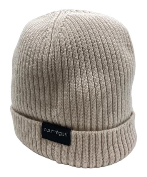 courreges（クレージュ）courreges (クレージュ) AC RIB KNIT HAT ベージュの古着・服飾アイテム