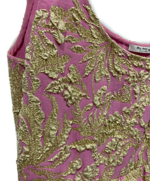 MIU MIU（ミュウミュウ）MIU MIU (ミュウミュウ) ジャガードワンピース ピンク サイズ:38の古着・服飾アイテム