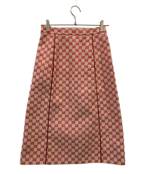 GUCCI（グッチ）GUCCI (グッチ) GG柄 ロング タイトスカート ピンク サイズ:38の古着・服飾アイテム