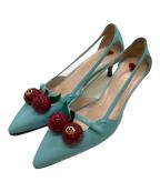 GUCCIグッチ）の古着「チェリーレザーパンプス」｜ブルー