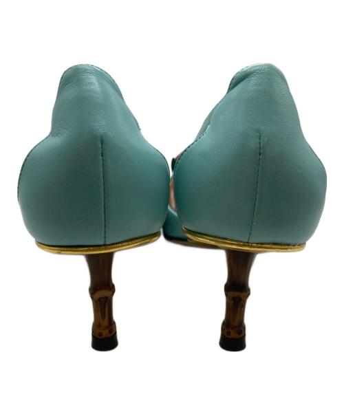 GUCCI（グッチ）GUCCI (グッチ) チェリーレザーパンプス ブルー サイズ:23.5の古着・服飾アイテム