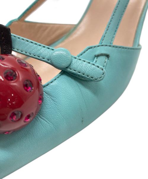 GUCCI（グッチ）GUCCI (グッチ) チェリーレザーパンプス ブルー サイズ:23.5の古着・服飾アイテム