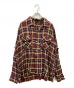 Needlesニードルズ）の古着「19ss カットオフオープンカラーシャツ」｜パープル×ベージュ