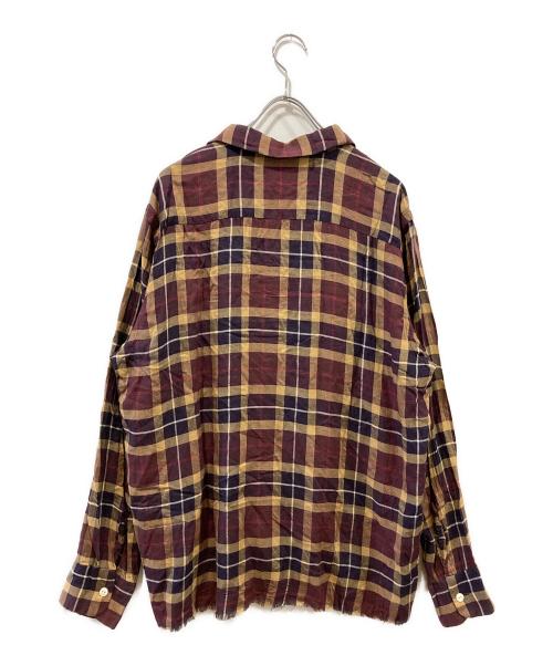 Needles（ニードルズ）Needles (ニードルズ) 19ss カットオフオープンカラーシャツ パープル×ベージュ サイズ:Ｌの古着・服飾アイテム