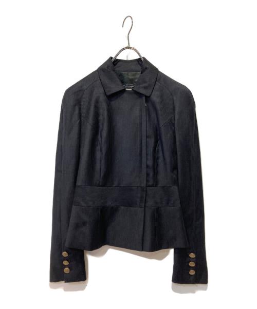 Salvatore Ferragamo（サルヴァトーレ フェラガモ）Salvatore Ferragamo (サルヴァトーレ フェラガモ) ピンストライプウールジャケット ネイビー サイズ:38の古着・服飾アイテム