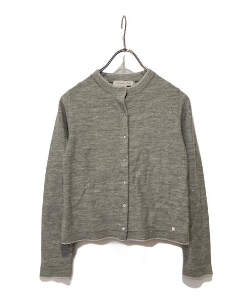 Christian Dior（クリスチャン ディオール）Christian Dior (クリスチャン ディオール) スパンコールクルーネックカーディガン グレー サイズ:12の古着・服飾アイテム