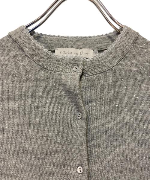 Christian Dior（クリスチャン ディオール）Christian Dior (クリスチャン ディオール) スパンコールクルーネックカーディガン グレー サイズ:12の古着・服飾アイテム