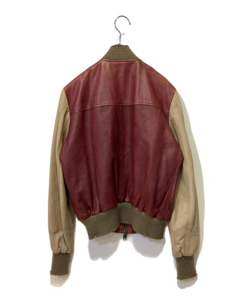 WLG by GIORGIO BRATO（ダブルエルジー バイ ジョルジオブラット）WLG by GIORGIO BRATO (ダブルエルジー バイ ジョルジオブラット) レザーブルゾン ボルドー×ベージュ サイズ:40の古着・服飾アイテム