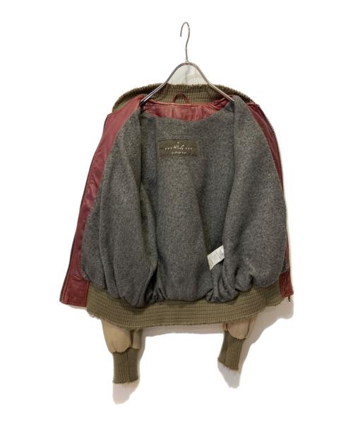 WLG by GIORGIO BRATO（ダブルエルジー バイ ジョルジオブラット）WLG by GIORGIO BRATO (ダブルエルジー バイ ジョルジオブラット) レザーブルゾン ボルドー×ベージュ サイズ:40の古着・服飾アイテム