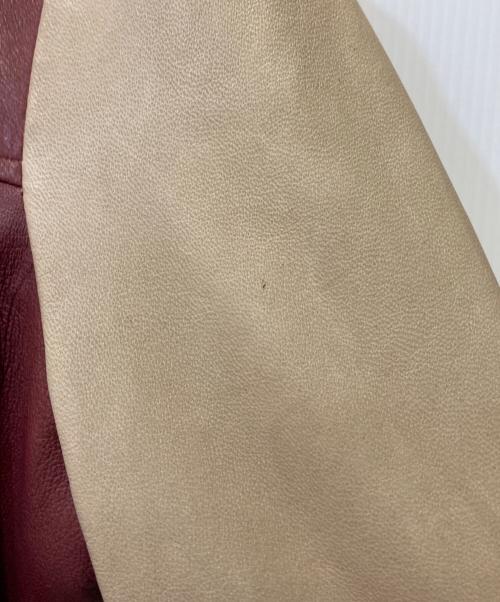 WLG by GIORGIO BRATO（ダブルエルジー バイ ジョルジオブラット）WLG by GIORGIO BRATO (ダブルエルジー バイ ジョルジオブラット) レザーブルゾン ボルドー×ベージュ サイズ:40の古着・服飾アイテム