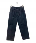 ULTERIORアルテリア）の古着「WASHED BIZEN GABARDINE TUCKED PANTS」｜ネイビー