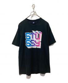 stussy（ステューシー）の古着「レインボーサンダーロゴTシャツ」｜ブラック