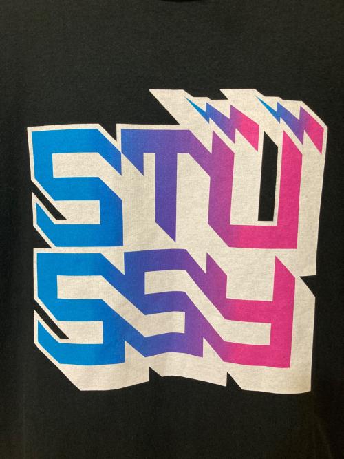 stussy（ステューシー）stussy (ステューシー) レインボーサンダーロゴTシャツ ブラック サイズ:Xlの古着・服飾アイテム