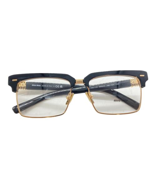 MIU MIU（ミュウミュウ）MIU MIU (ミュウミュウ) サイドロゴスクエアフレーム眼鏡 ブラック サイズ:54□17の古着・服飾アイテム