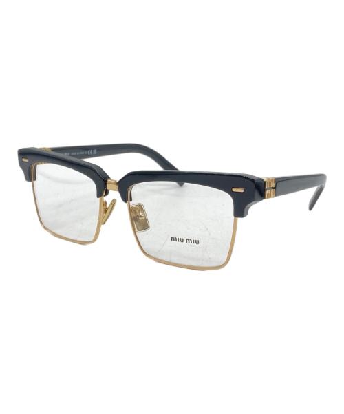 MIU MIU（ミュウミュウ）MIU MIU (ミュウミュウ) サイドロゴスクエアフレーム眼鏡 ブラック サイズ:54□17の古着・服飾アイテム