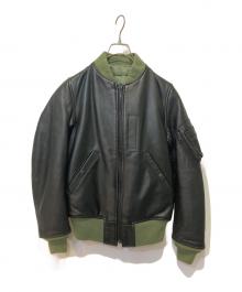 perfecto brand by SCHOTT（パーフェクトブランドバイショット）の古着「レザーリバーシブルMA-1ジャケット」｜ブラック×グリーン