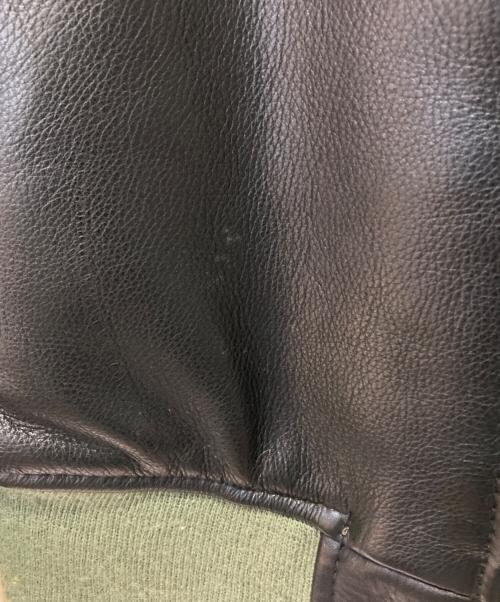 perfecto brand by SCHOTT（パーフェクトブランドバイショット）PERFECTO BRAND BY SCHOTT (パーフェクトブランドバイショット) レザーリバーシブルMA-1ジャケット ブラック×グリーン サイズ:XSの古着・服飾アイテム