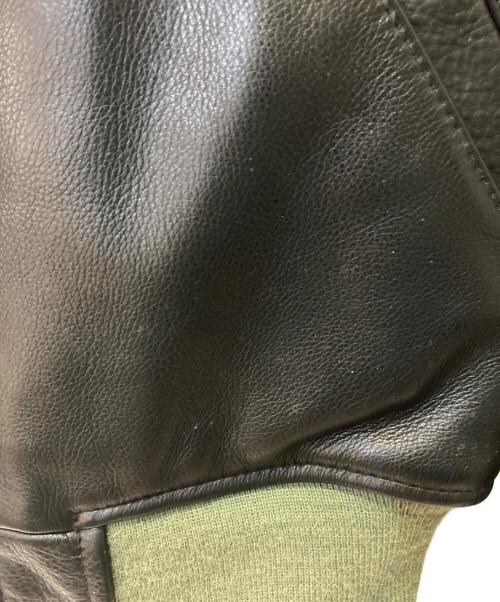 perfecto brand by SCHOTT（パーフェクトブランドバイショット）PERFECTO BRAND BY SCHOTT (パーフェクトブランドバイショット) レザーリバーシブルMA-1ジャケット ブラック×グリーン サイズ:XSの古着・服飾アイテム