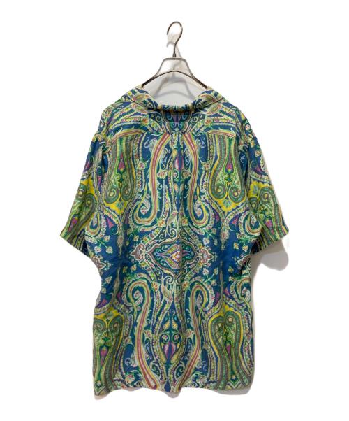 POLO RALPH LAUREN（ポロ・ラルフローレン）POLO RALPH LAUREN (ポロ・ラルフローレン) 90s ペイズリー柄シルクオープンカラーシャツ グリーン×ネイビー サイズ:Ｌの古着・服飾アイテム