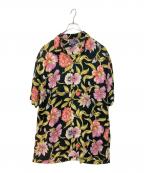POLO RALPH LAURENポロ・ラルフローレン）の古着「フラワープリントオープンカラーレーヨンシャツ」｜ブラック×ピンク