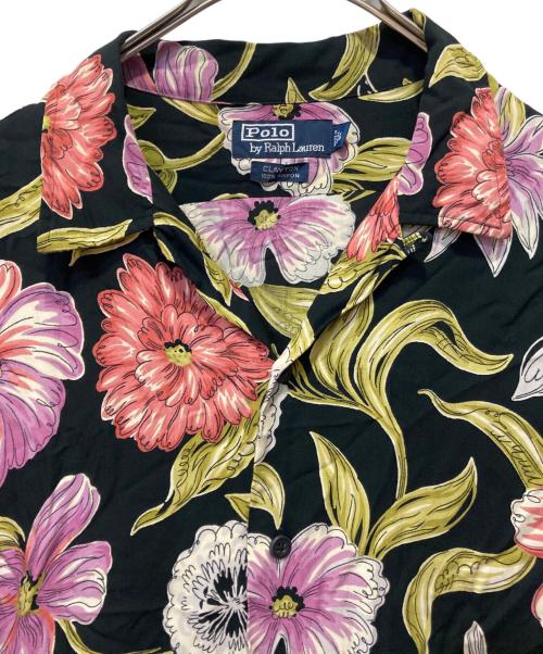 POLO RALPH LAUREN（ポロ・ラルフローレン）POLO RALPH LAUREN (ポロ・ラルフローレン) フラワープリントオープンカラーレーヨンシャツ ブラック×ピンク サイズ:Ｌの古着・服飾アイテム