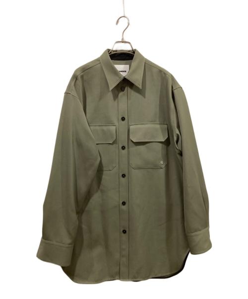 JIL SANDER（ジルサンダー）JIL SANDER (ジルサンダー) トロピカルウール ロングラインシャツ グリーン サイズ:40の古着・服飾アイテム