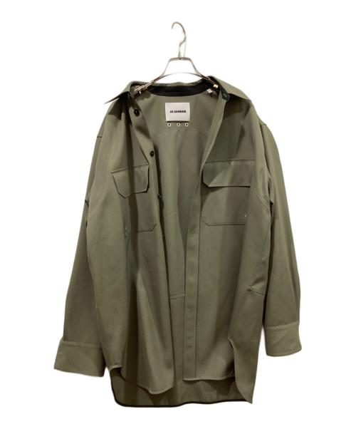 JIL SANDER（ジルサンダー）JIL SANDER (ジルサンダー) トロピカルウール ロングラインシャツ グリーン サイズ:40の古着・服飾アイテム