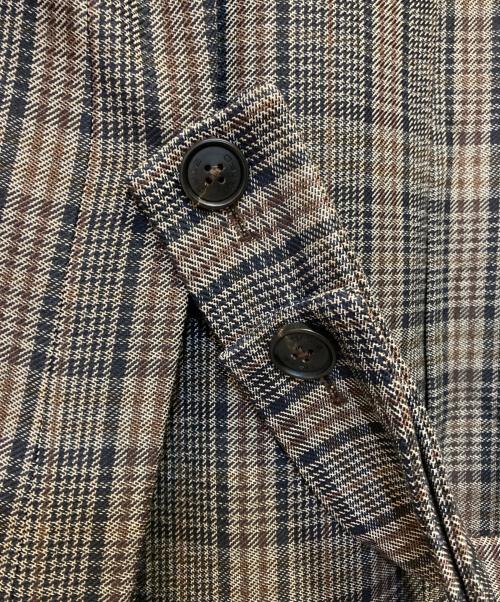 ETRO（エトロ）ETRO (エトロ) 千鳥格子レザーポケットチェスターコート ブラウン サイズ:48の古着・服飾アイテム