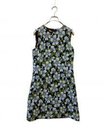 DOLCE & GABBANA（ドルチェ＆ガッバーナ）の古着「ブルー フローラル ブロケードドレスワンピース」｜ブルー